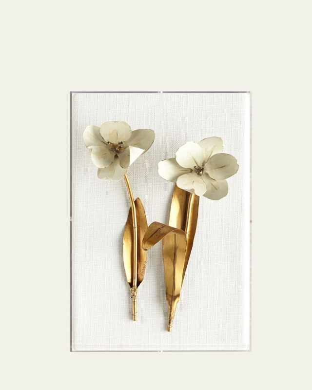 Original Gilded Tulip on White Linen
